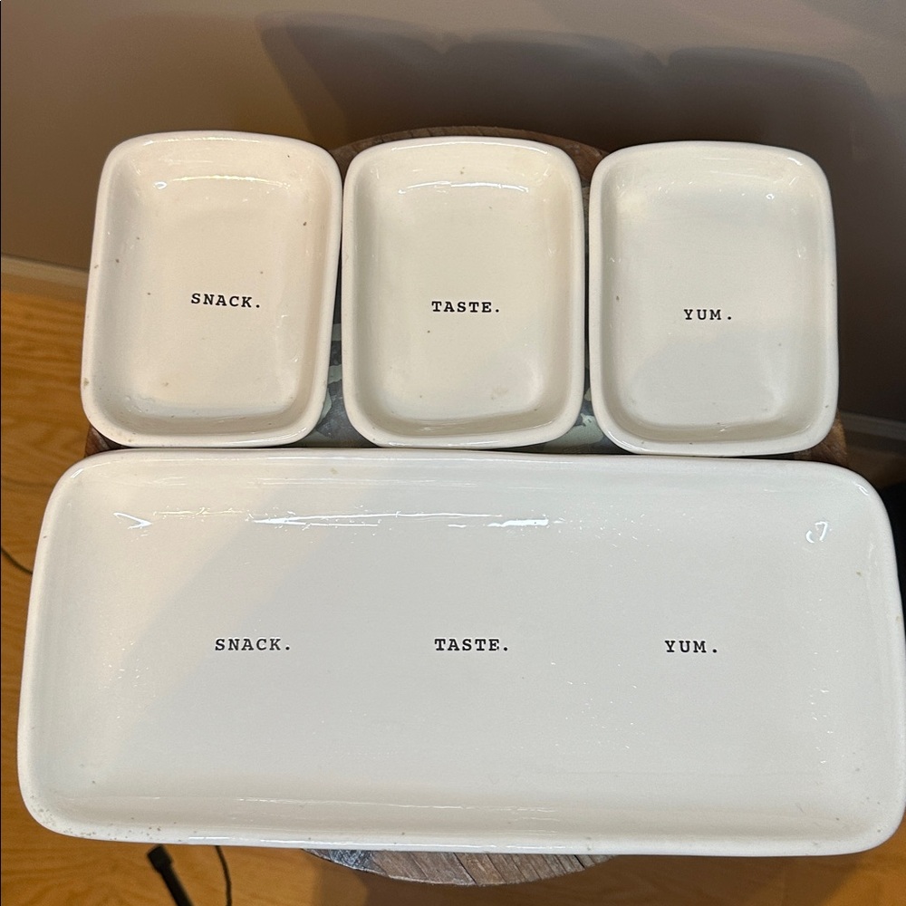 Party Season Rae Dunn artisan 4 piece serving tray Snack, Taste, Yum. 🏈🎄